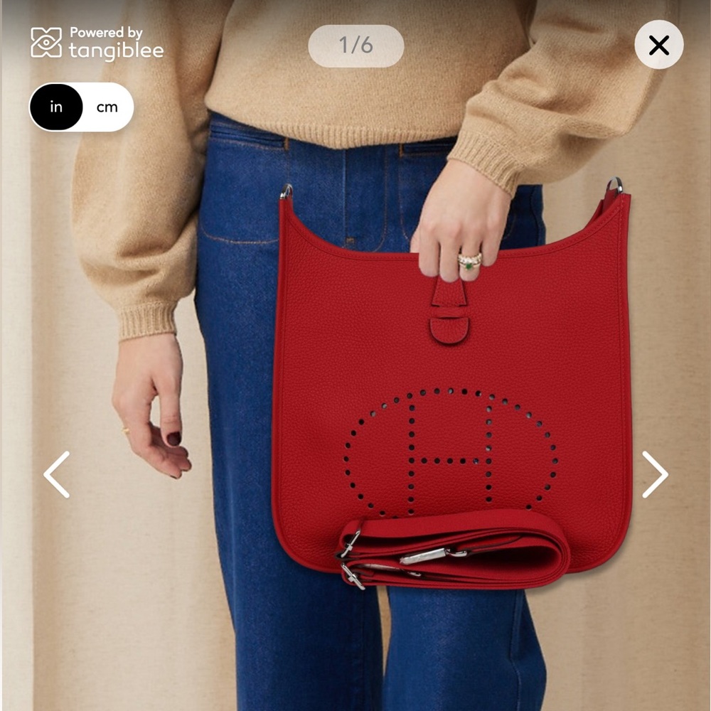 Large Size Hermes Vermillion Evelyn Bag